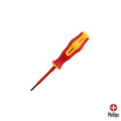 Destornillador Phillips Aislado Certificado VDE 1.000 V. Medida PH 0 - 3,0 x 60 mm. Destornillador Seguridad Electricista WOLFP