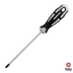 Destornillador Phillips Acero S2 Mango TPR Bimaterial. Medida PH 2 x Ø 6,0 x 150 mm. DIN5262. WOLFPACK LINEA PROFESIONAL