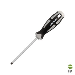 Destornillador Plano Vaciado Acero S2 Mango TPR Bimaterial. Medida 1,0 x Ø 5,0 x 100 mm. DIN5265 WOLFPACK LINEA PROFESIONAL