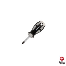 Destornillador Phillips Acero S2 Mango TPR Bimaterial. Medida PH 1 x Ø 5,0 x 38 mm. DIN5262. WOLFPACK LINEA PROFESIONAL
