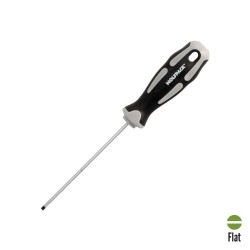 Destornillador Plano Vaciado Acero S2 Mango TPR Bimaterial. Medida 0,5 x Ø 3,0 x 100 mm. DIN5265 WOLFPACK LINEA PROFESIONAL