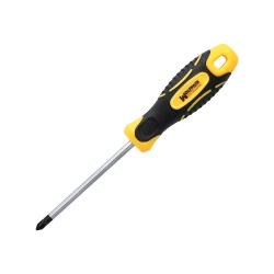 Destornillador Mango Bimaterial Phillips Nº 0 / 75 mm. Destornillador Plano, Cromo Vanadio, WOLFPACK LINEA PROFESIONAL