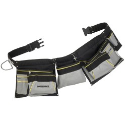 Bolsa Encofrador Doble Con Cinturón Ajustable, Colgador de Martillo, Bolsa Herramientas, Portaherramientas WOLFPACK LINEA PROFE