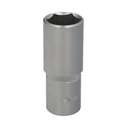 Llave Vaso 1/2" Hexagonal Larga 24 mm. Perfil de 6 caras. Acero Cromo Vanadio, Aristas Redondas WOLFPACK LINEA PROFESIONAL