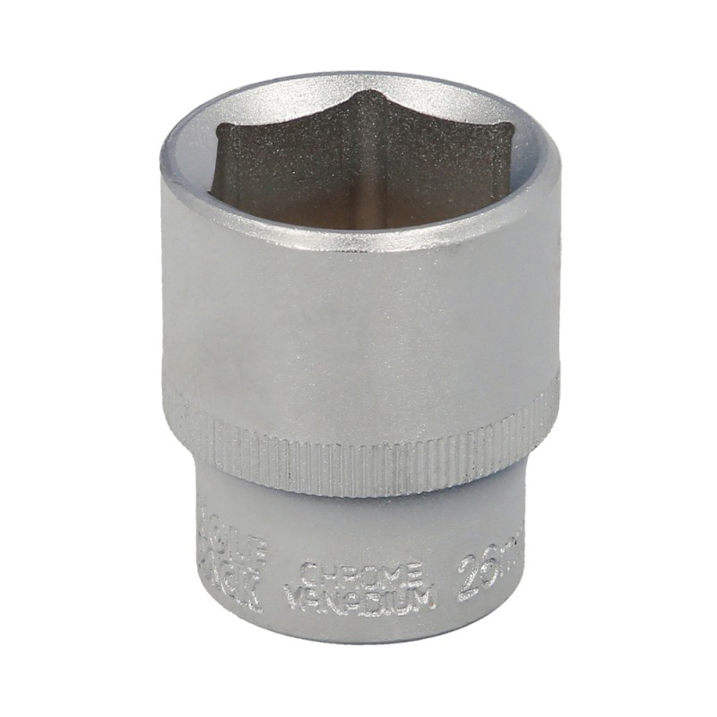 Llave Vaso 1/2" Hexagonal 26 mm. Perfil de 6 caras. Acero Cromo Vanadio, Aristas Redondas WOLFPACK LINEA PROFESIONAL