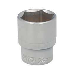 Llave Vaso 1/2" Hexagonal 24 mm. Perfil de 6 caras. Acero Cromo Vanadio, Aristas Redondas WOLFPACK LINEA PROFESIONAL