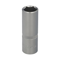 Llave Vaso 1/2" Hexagonal Larga 19 mm. Perfil de 6 caras. Acero Cromo Vanadio, Aristas Redondas WOLFPACK LINEA PROFESIONAL