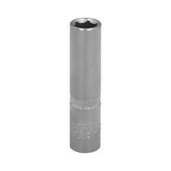Llave Vaso 1/4" Hexagonal Larga 8 mm. Perfil de 6 caras. Acero Cromo Vanadio, Aristas Redondas WOLFPACK LINEA PROFESIONAL