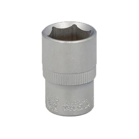 Llave Vaso 1/2" Hexagonal 18 mm. Perfil de 6 caras. Acero Cromo Vanadio, Aristas Redondas WOLFPACK LINEA PROFESIONAL