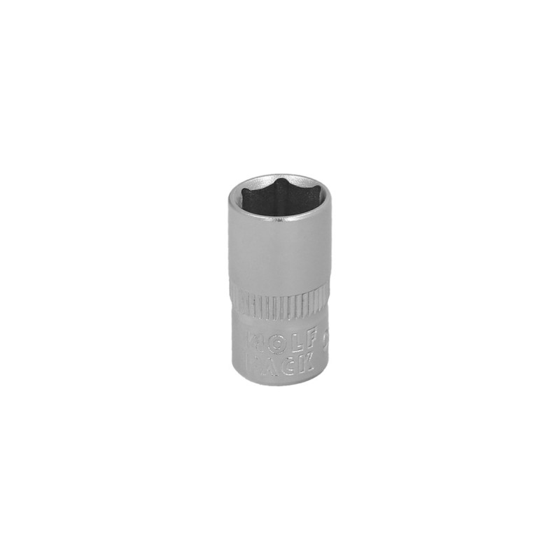 Llave Vaso 1/4" Hexagonal 8 mm. Perfil de 6 caras. Acero Cromo Vanadio, Aristas Redondas WOLFPACK LINEA PROFESIONAL