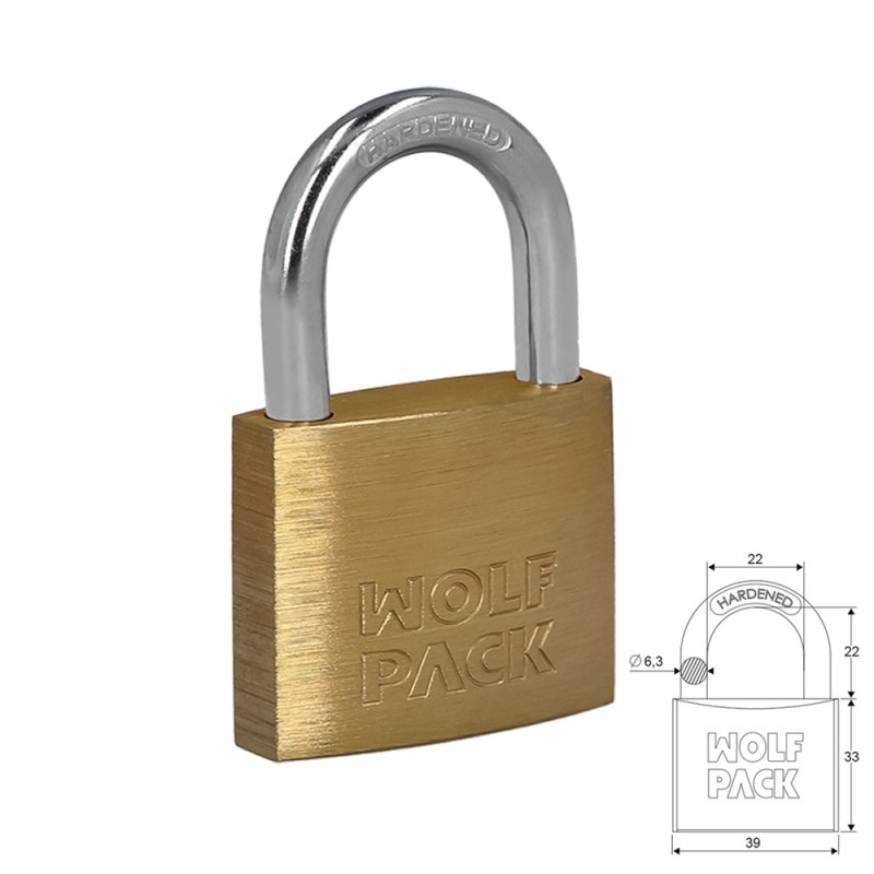 Candado Laton Arco Normal 40 mm. WOLFPACK LINEA PROFESIONAL