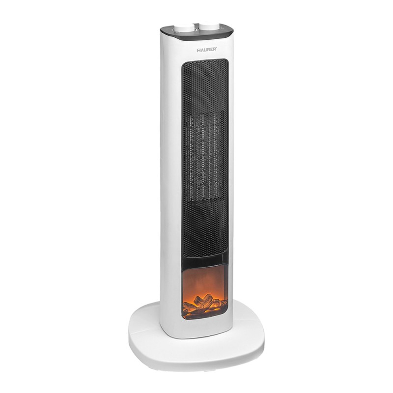 Calefactor Ceramico PTC Torre Efecto Llama 2000 Watt. Oscilante. Termoventilador Electrico MAURER