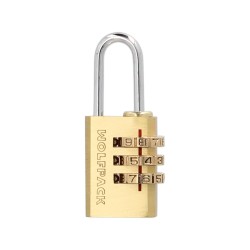 Candado Combinación Laton 22 mm. 3 dígitos WOLFPACK LINEA PROFESIONAL