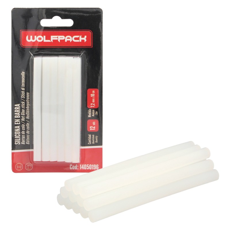 Barras De Pegamento Caliente Ø 7,2 mm. Blister 12 Unidades. Barras Silicona, Pegamento Pistola Termofusible, Silicona Pistola W