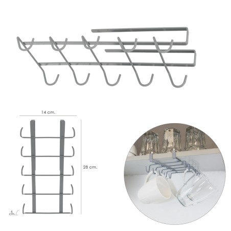 Colgador Tazas, Soporte Cocina Bajo Mueble, Acero Cuelgatazas para 10 tazas ORYX