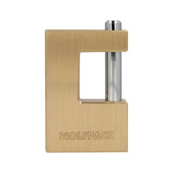 Candado Cuadrado Latón Persiana Ancho 70 mm. Alta Seguridad, Antirrobo Puertas, Contenedores, Trasteros, 2 Llaves WOLFPACK LINE