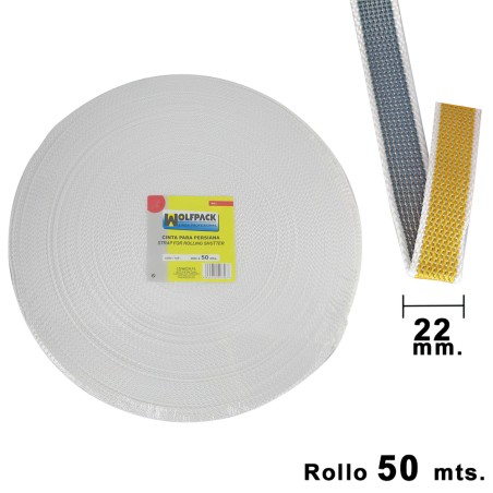Cinta Persiana Wolfpack Bicolor 22 mm. Rollo 50 metros WOLFPACK LINEA PROFESIONAL