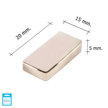 Iman Wolfpack Neodimio Rectangular 20x15x5 mm. (Blister 1 Pieza) WOLFPACK LINEA PROFESIONAL
