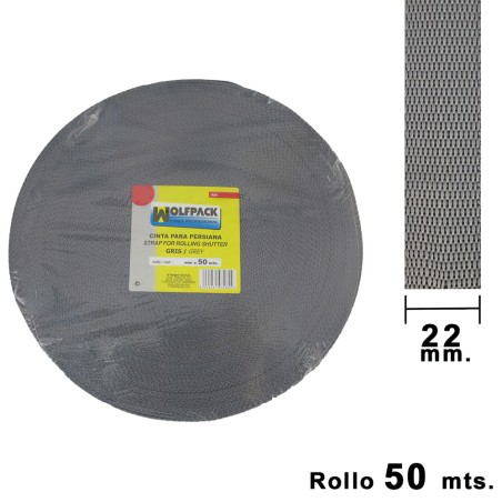 Cinta Persiana Wolfpack Gris 22 mm. Rollo 50 metros WOLFPACK LINEA PROFESIONAL