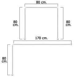 Barra Para Cortina Ducha Universal Aluminio Blanco 80 x 170 cm. MAURER