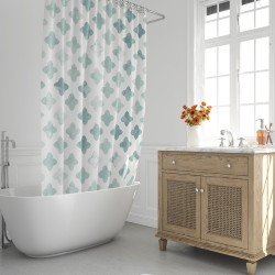 Cortina Ducha Geometrica Azul 180x200 cm. Impermeable ORYX