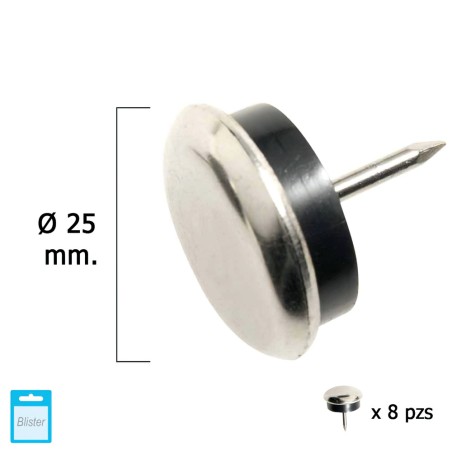 Deslizante Metal Goma Claro Ø25 (Blister 8 Unidades) MAURER