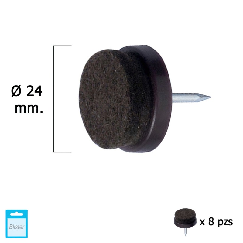 Deslizante Marron Con Fieltro Ø24 (Blister 8 Unidades) MAURER