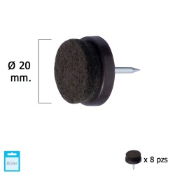 Deslizante Marron Con Fieltro Ø20 (Blister 8 Unidades) MAURER