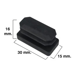 Contera Rectangular Negra 15x30mm. Blister 4 piezas. MAURER