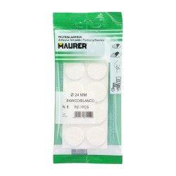 Fieltro Adhesivo Ø 24 mm. (Blister 8 Piezas) Blanco MAURER