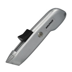 Cutter Autoretractil Con Hoja Acero Sk5 Carcasa De Aluminio Diseño Ergonomico, Cuchillo Seguridad, Cutters Seguridad, WOLFPACK