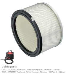 Filtro Para Aspirador De Cenizas Aspirador Cenizas Wolfpack 1200 Watt. 15 Litros (Codigo 07010550) WOLFPACK LINEA PROFESIONAL