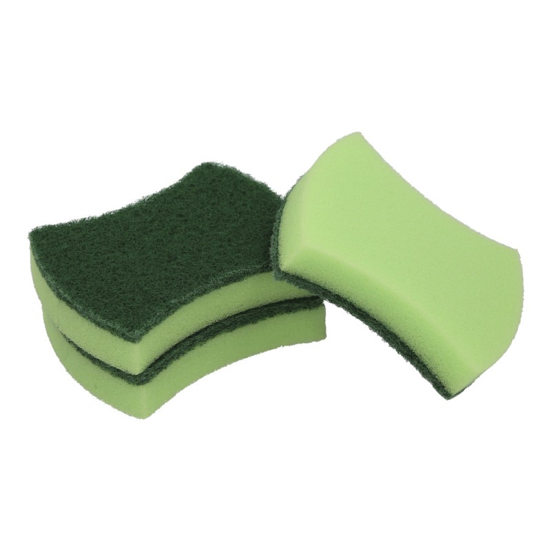Estropajo Verde Con Esponja. Pack 3 Unidades. WOLFPACK LINEA PROFESIONAL