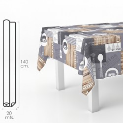 Mantel Hule Rectangular Cuisin. Impermeable Antimanchas PVC 140 cm. x 20 metros. Rollo Recortable. Interior y Exterior ORYX