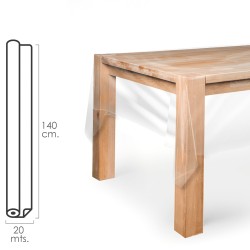 Mantel Hule Rectangular Transparente. Impermeable Antimanchas PVC 140 cm. x 20 metros. Rollo Recortable. Interior y Exterior OR