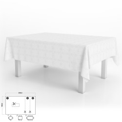 Mantel Hule Muleton Rectangular Blanco Impermeable Antimanchas PVC 140x250 cm. Recortable Uso Interior y Exterior ORYX