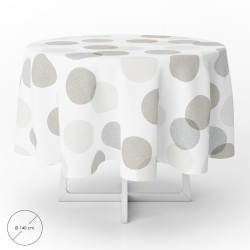 Mantel Hule Redondo Circulos Beige Impermeable Antimanchas PVC Ø 140 cm. Uso Interior y Exterior ORYX