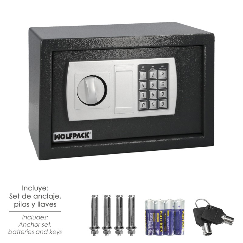 Caja Fuerte Sobreponer Electrica 31x20x20 cm. WOLFPACK LINEA PROFESIONAL
