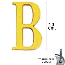 Letra Latón "B" 10 cm. con Tornilleria Oculta (Blister 1 Pieza) WOLFPACK LINEA PROFESIONAL