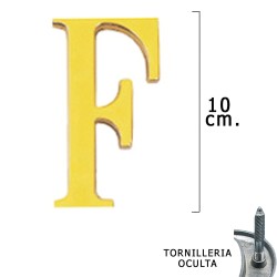 Letra Latón "F" 10 cm. con Tornilleria Oculta (Blister 1 Pieza) WOLFPACK LINEA PROFESIONAL