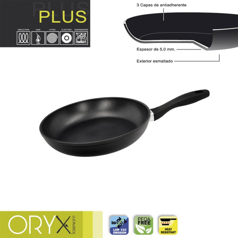 Oryx Sartén Aluminio Antiadherente Plus, Forjada, Apta Inducción, Libre PFOA, Diámetro 24 cm, Espesor 5 mm. ORYX