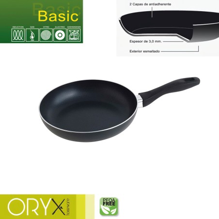 Oryx Sartén Aluminio Antiadherente Basic, Alta Resistencia, Apta Inducción, Libre PFOA, Diámetro 22 cm, Espesor 3 mm. ORYX