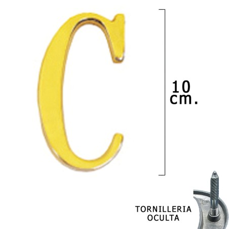 Letra Latón "C" 10 cm. con Tornilleria Oculta (Blister 1 Pieza) WOLFPACK LINEA PROFESIONAL