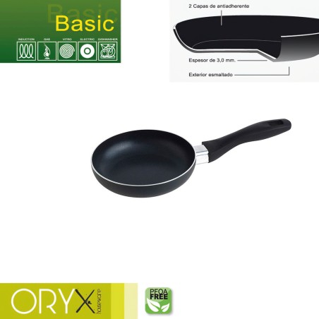 Oryx Sartén Aluminio Antiadherente Basic, Alta Resistencia, Apta Inducción, Libre PFOA, Diámetro 16 cm, Espesor 3 mm. ORYX