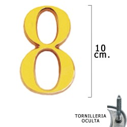 Numero Latón "8" 10 cm. con Tornilleria Oculta (Blister 1 Pieza) WOLFPACK LINEA PROFESIONAL