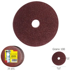 Disco Lija Hierro 115x22 mm. Grano 100 (Paquete de 25 unidades) WOLFPACK LINEA PROFESIONAL