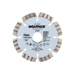 Disco Diamante Hormigon Armado / Granito Ø 115 mm. Segmento Diamantado 10 mm. WOLFPACK LINEA PROFESIONAL