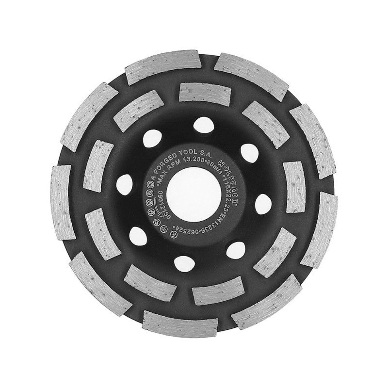 Disco Diamante Desbaste Ø 115 mm. Doble Corona Segmentado WOLFPACK LINEA PROFESIONAL