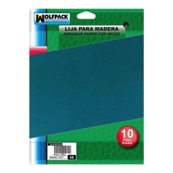 Lija Madera Grano 60 (Pack 10 pliegos) WOLFPACK LINEA PROFESIONAL