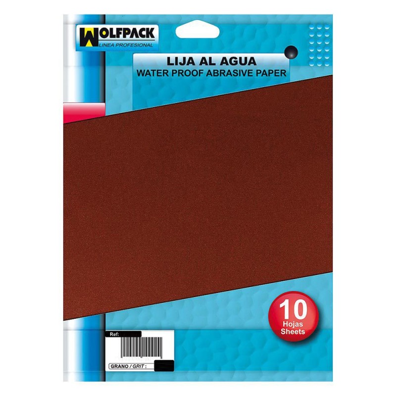 Lija Agua Grano 280 (Pack 10 Pliegos) WOLFPACK LINEA PROFESIONAL